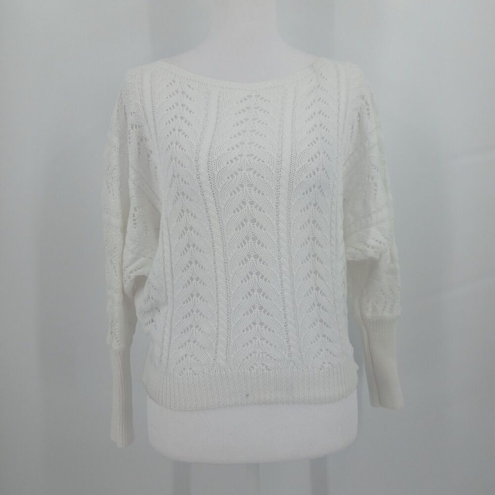 womens M made in Italy size large white long sleeve 100% cotton pullover sweater